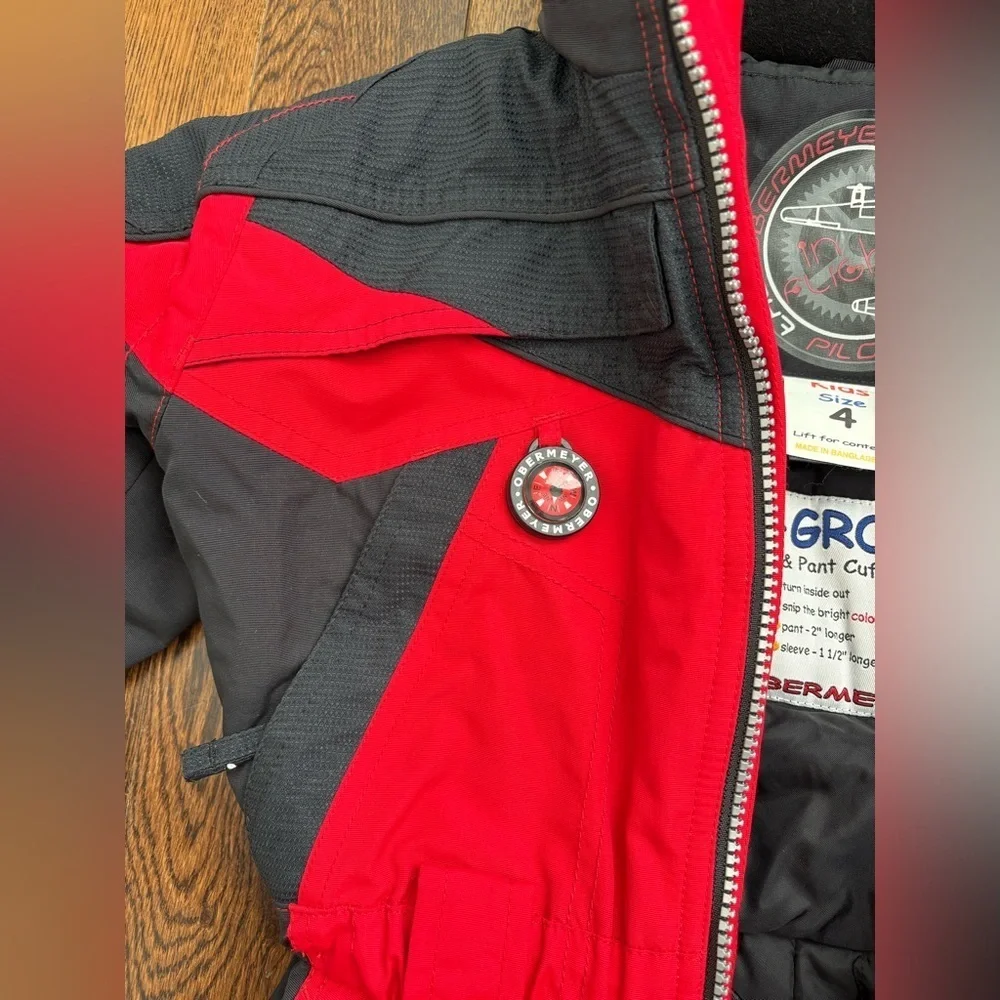 Obermeyer Kids Red and Black Ski/ Snowsuit Size 4